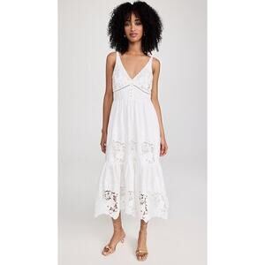 REVOLVE Generation Love Pippa Embroidered Poplin Midi Dress Women's White Small